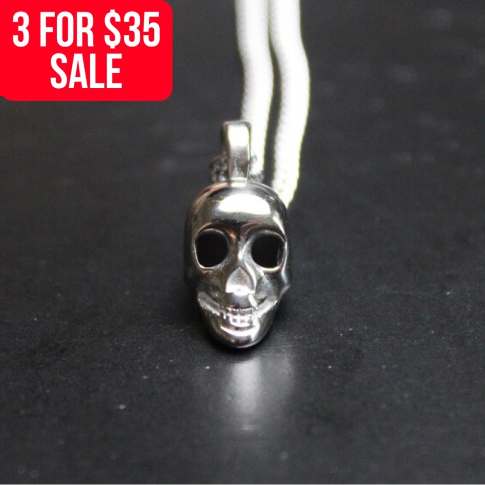 Silver Skull Pendant Chain Necklace